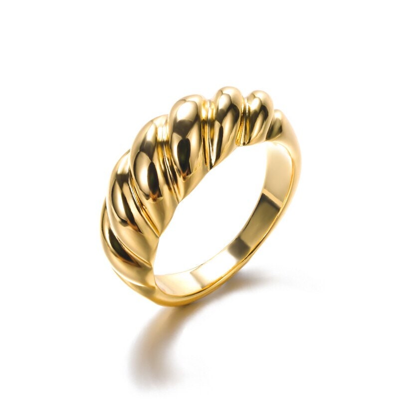 Twisted Braid Ring, 18K Gold Braid Ring, Punk Fashion Twist Ring for Women, Gift for Her