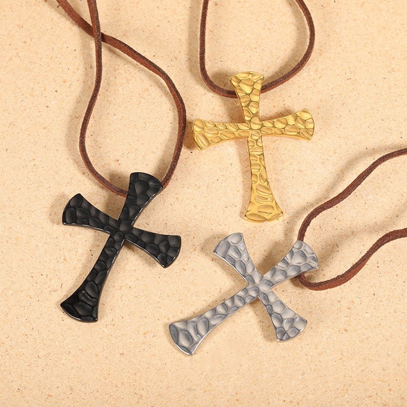 Gothic Egyptian Cross Pendant, Egyptian Cross Charm, 18K Gold Egyptian Crucifix Necklace, Christian Necklace for Women, Gift for Her