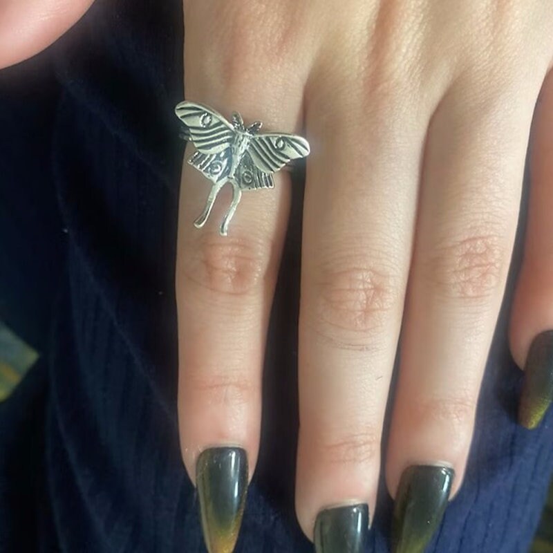 Gothic Moth Ring, Gothic Butterfly Ring, Punk Butterfly Ring, Punk Moth Ring, Moth Fashion Ring for Women, Gift for Her