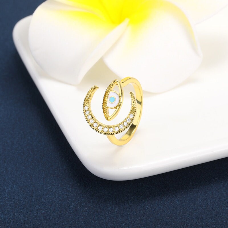Gothic Moon Ring, Gothic Tarot Moon Ring, Gold Moon Ring, Celestial Moon Fashion Ring for Women, Gift for Her