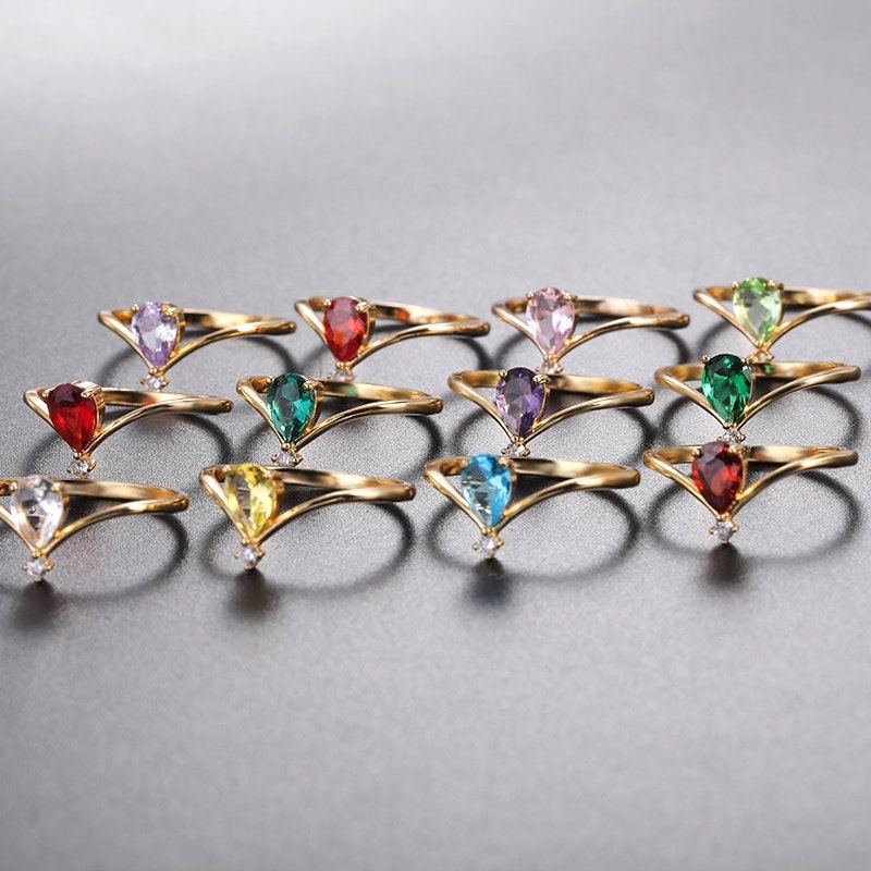 Birthstone Ring, Dainty Birthstone Ring, 18K Gold Birthstone Ring, Minimalistic Birth Month Ring, Fashion Ring for Women, Gift for Her