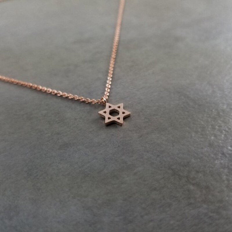 18K Gold Star of David Necklace, Star of David Pendant, Gold Jewish Necklace, Religious Necklace for Women, Gift for Her