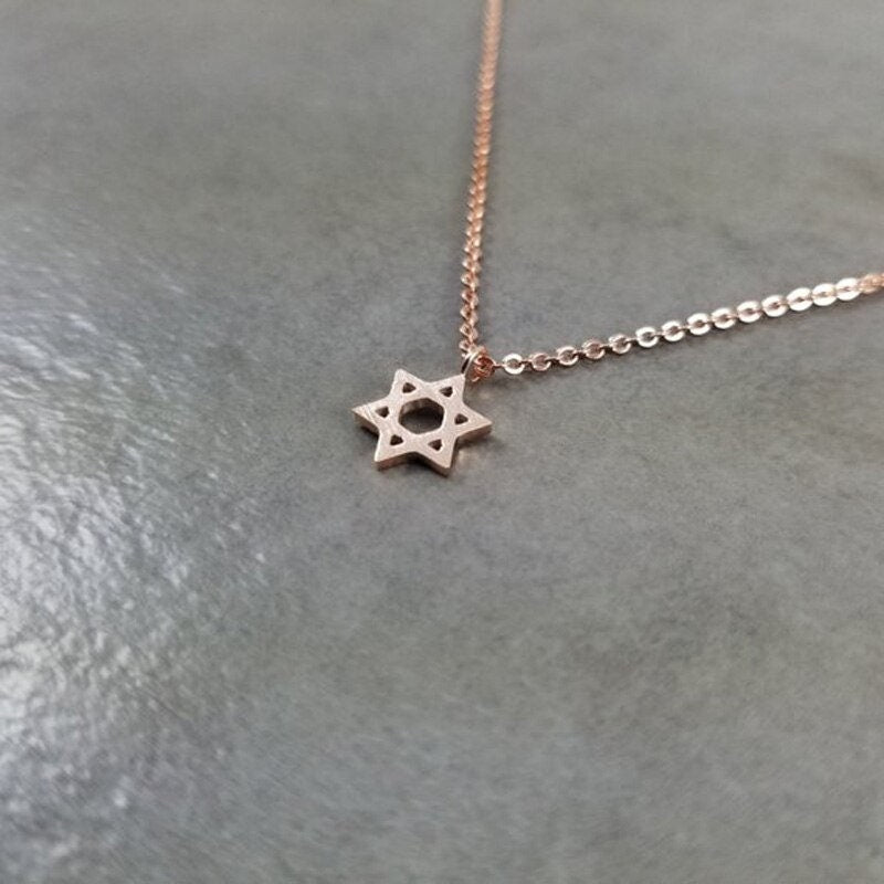 18K Gold Star of David Necklace, Star of David Pendant, Gold Jewish Necklace, Religious Necklace for Women, Gift for Her