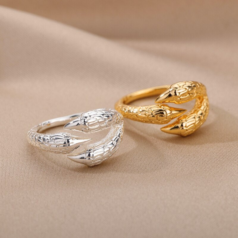 18K Gold Dragon Claw Ring, Gothic Dragon Claw Ring, Punk Dragon Claw Ring, Gothic Fashion Ring for Women, Gift for Her