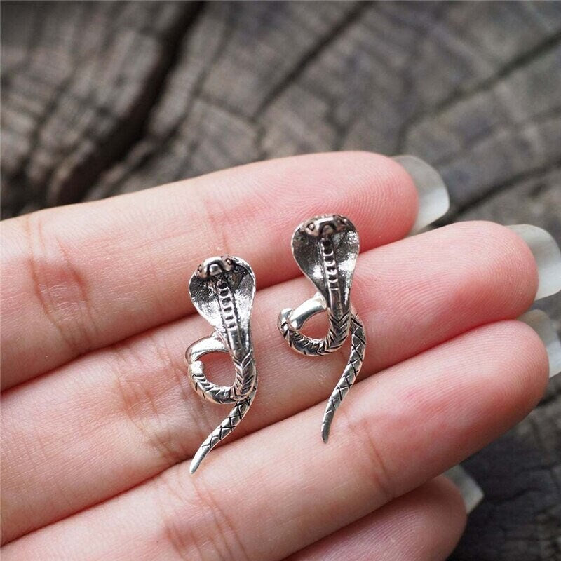 Punk Cobra Earrings, Gothic Cobra Earrings, Punk Snake Earrings, Silver Snake Earrings, Punk Fashion Earrings for Women, Gift for Her