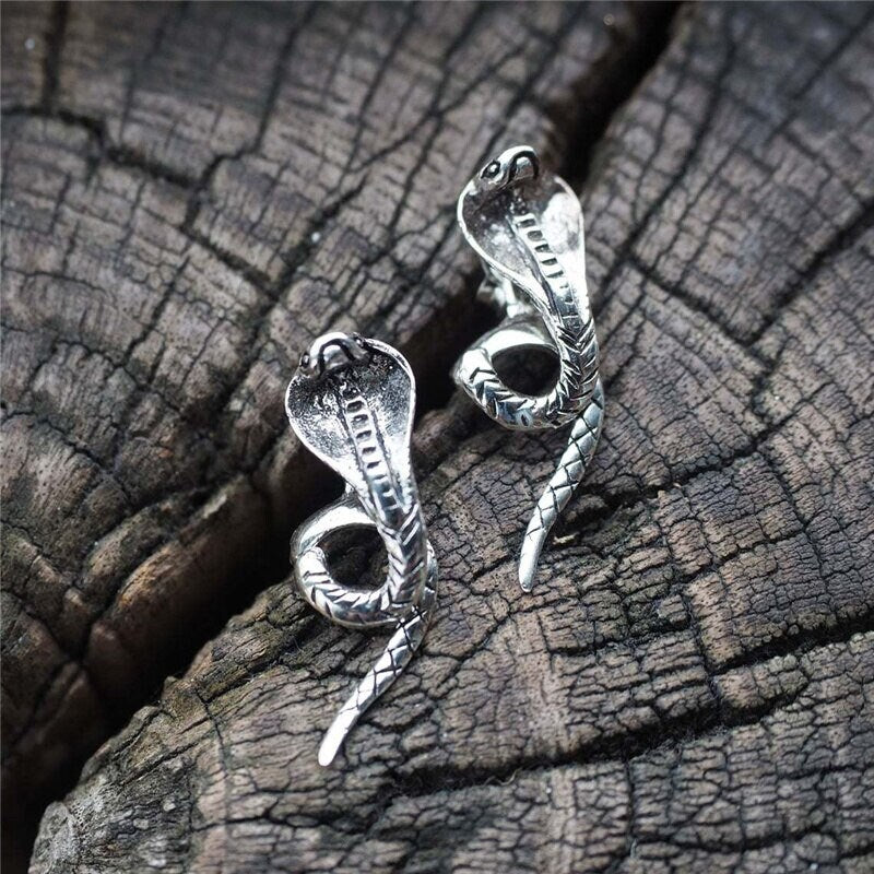 Punk Cobra Earrings, Gothic Cobra Earrings, Punk Snake Earrings, Silver Snake Earrings, Punk Fashion Earrings for Women, Gift for Her