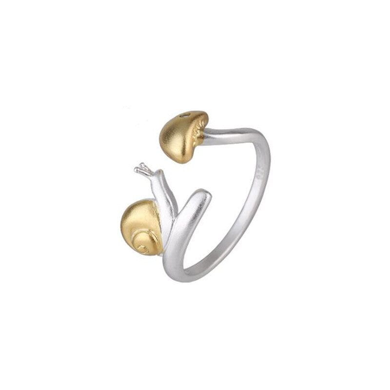Cute Snail Ring, 18K Gold Snail Ring, Cute Mushroom Ring, Punk Mushroom Ring, Punk Korean Fashion Ring for Women, Gift for Her