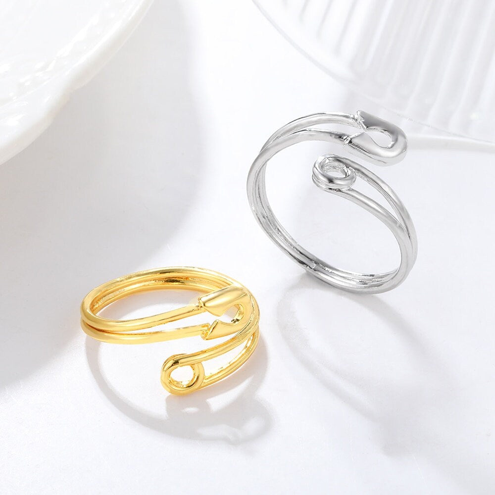 18K Gold Paper Clip Ring, Punk Paper Clip Ring, Creative Artsy Ring, Punk Fashion Ring for Women, Gift for Her