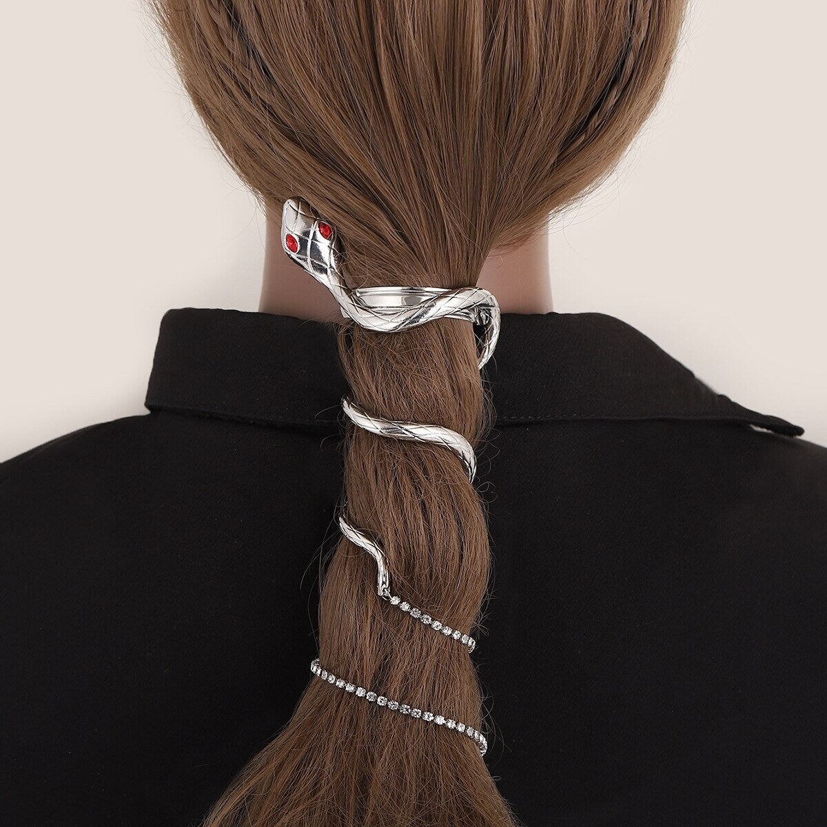 Punk Snake Hairpin, Punk Fashion Hair Clip, Silver Snake Hair Chain, Punk Fashion Snake Clip for Women, Gift for Her