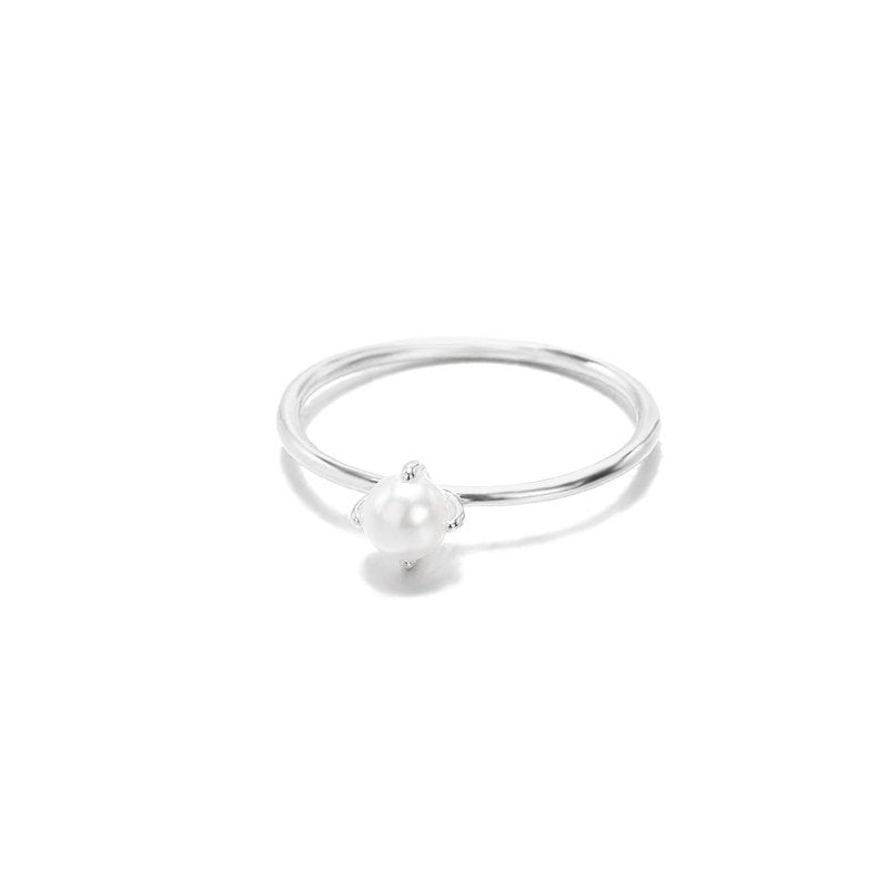 Boho Simple Pearl, 18K Gold Yogi Stackable Ring, Dainty Minimalist Jewelry, Delicate Handmade for Women, Gift for Her
