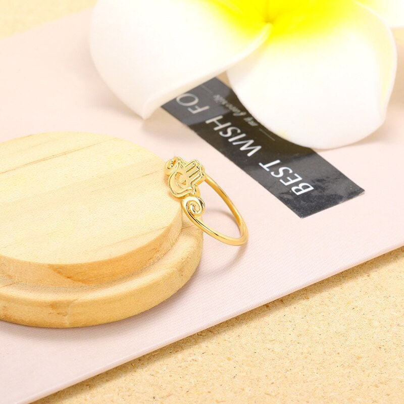 Punk Evil Eye Hand of Fatima, 18K Gold Gothic Stackable Ring, Dainty Minimalist Jewelry, Delicate Handmade for Women, Gift for Her