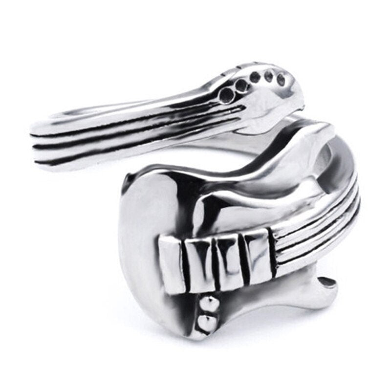 Punk Retro Guitar Creative Musician, Silver Gothic Stackable Ring, Dainty Minimalist Jewelry, Delicate Handmade for Women, Gift for Her