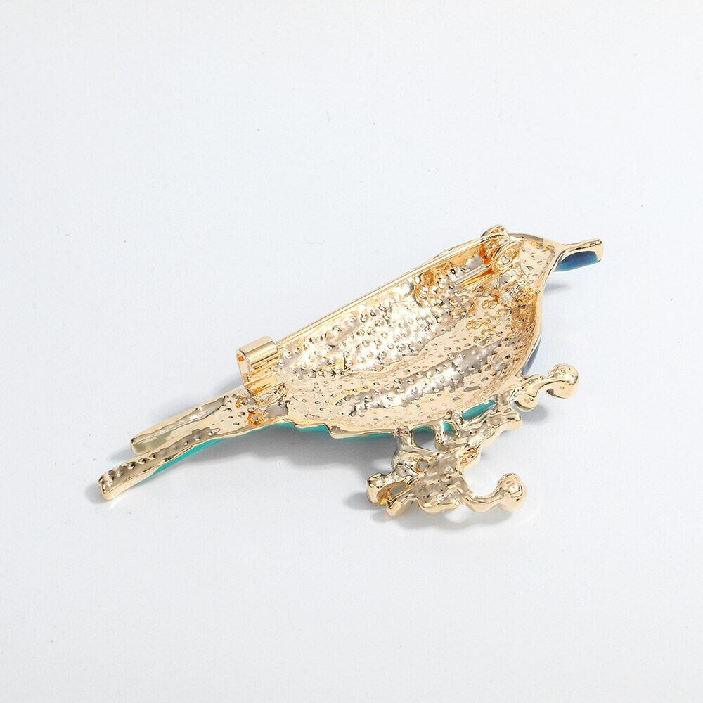 Punk Magpie Hummingbird Raven , 18K Gold Everyday Brooch Pin, Gothic Dainty Minimalist Jewelry, Delicate Handmade for Women, Gift for Her