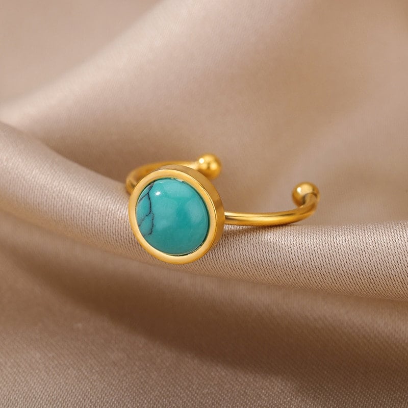 Boho Moonstone Opal, 18K Gold Yogi Stackable Ring, Dainty Minimalist Jewelry, Delicate Handmade for Women, Gift for Her