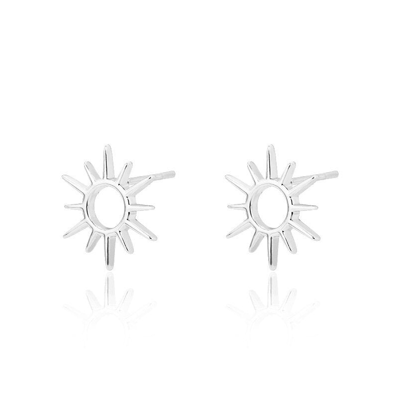 Punk Retro Sun, 18K Gold Everyday Earrings, Gothic Dainty Minimalist Jewelry, Delicate Handmade for Women, Gift for Her