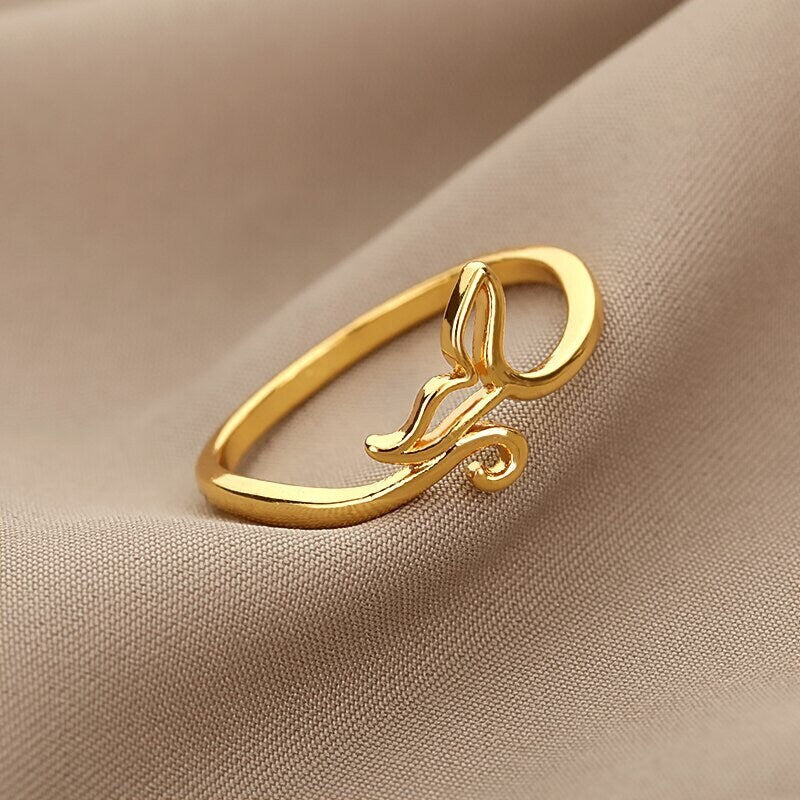 Boho Cute Mermaid Tail Fin, 18K Gold Yogi Stackable Ring, Dainty Minimalist Jewelry, Delicate Handmade for Women, Gift for Her
