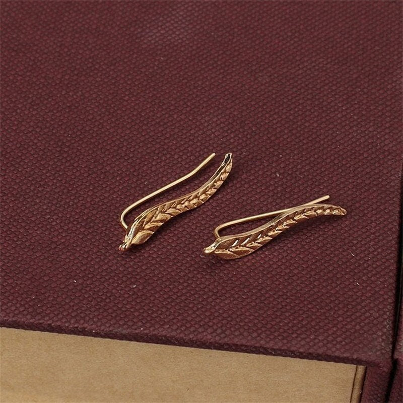 Boho Leaf Studs, 18K Gold Everyday Earrings, Dainty Minimalist Jewelry, Delicate Handmade  for Women, Gift for Her