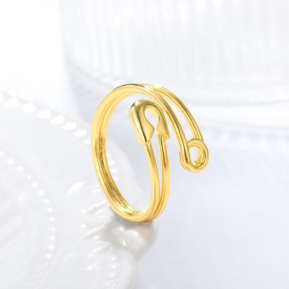 18K Gold Paper Clip Ring, Punk Paper Clip Ring, Creative Artsy Ring, Punk Fashion Ring for Women, Gift for Her