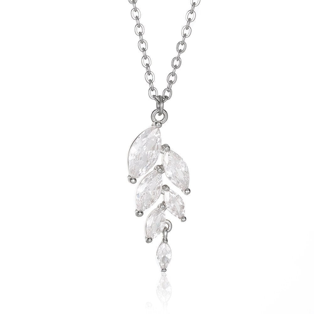 Boho Crystal Leaves Pendant, 18K Gold Layered Yogi Necklace, Dainty Minimalist Jewelry, Delicate Handmade for Women, Gift for Her