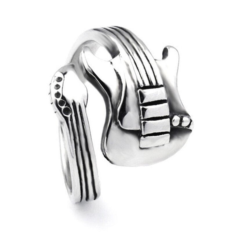 Punk Retro Guitar Creative Musician, Silver Gothic Stackable Ring, Dainty Minimalist Jewelry, Delicate Handmade for Women, Gift for Her