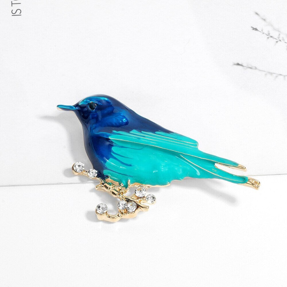 Punk Magpie Hummingbird Raven , 18K Gold Everyday Brooch Pin, Gothic Dainty Minimalist Jewelry, Delicate Handmade for Women, Gift for Her