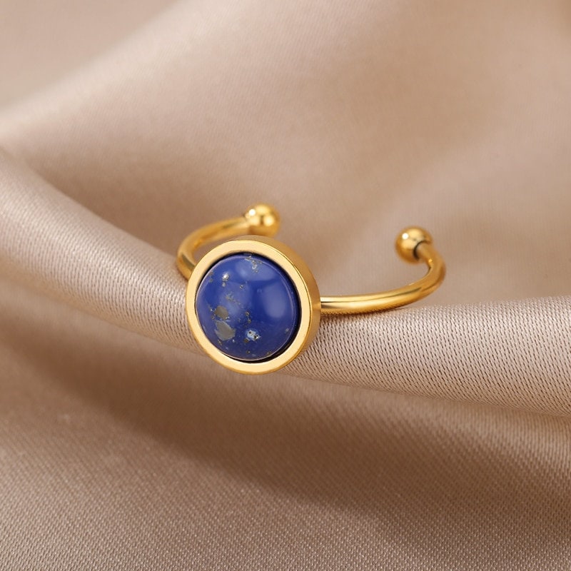 Boho Moonstone Opal, 18K Gold Yogi Stackable Ring, Dainty Minimalist Jewelry, Delicate Handmade for Women, Gift for Her