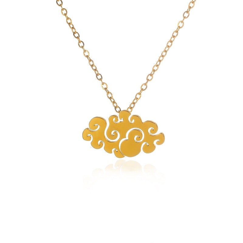 Boho Cute Cloud Pendant, 18K Gold Layered Yogi Necklace, Dainty Minimalist Jewelry, Delicate Handmade for Women, Gift for Her