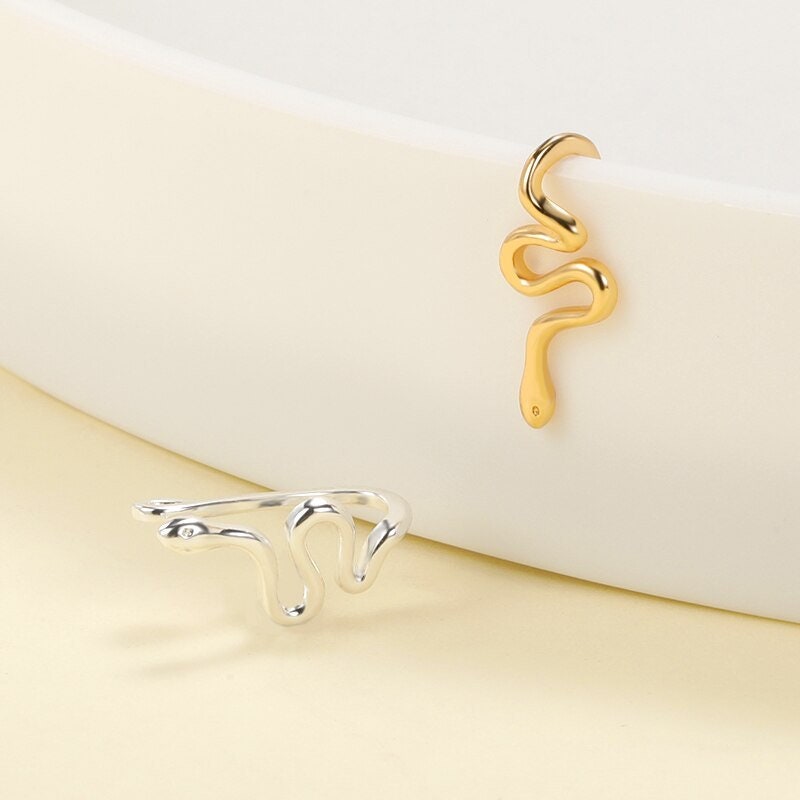 Punk Snake Clip, 18K Gold Gothic Nose Ring, Dainty Minimalist Accessories, Delicate Handmade Jewelry for Women, Gift for Her