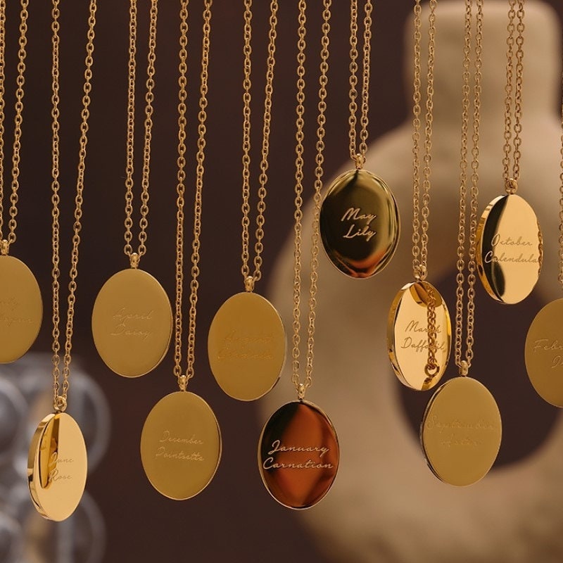 Gold Birth Flower, Flower Birth Month Pendant, 18K Gold Necklace, Dainty Minimalist Jewelry, Boho Delicate Handmade for Women, Gift for Her