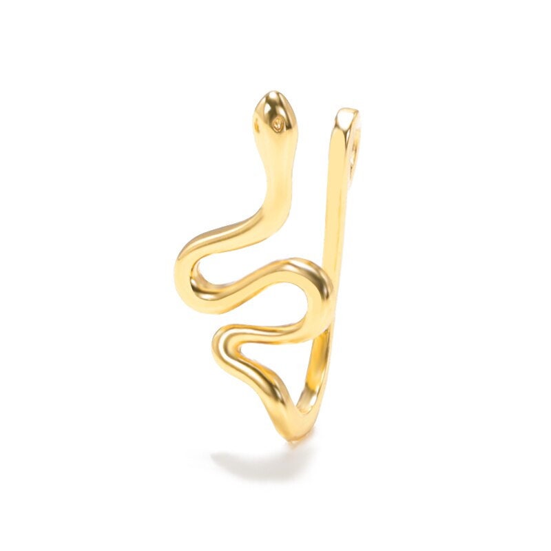 Punk Snake Clip, 18K Gold Gothic Nose Ring, Dainty Minimalist Accessories, Delicate Handmade Jewelry for Women, Gift for Her