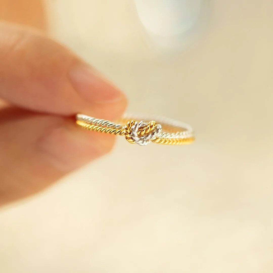 Minimalist Knot Ring, Bond Ring, 18K Gold Stackable, Dainty Minimalistic Jewelry, Boho Delicate Handmade for Women, Gift for Her