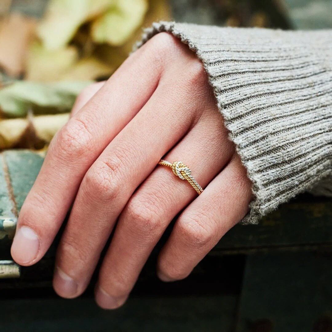 Minimalist Knot Ring, Bond Ring, 18K Gold Stackable, Dainty Minimalistic Jewelry, Boho Delicate Handmade for Women, Gift for Her