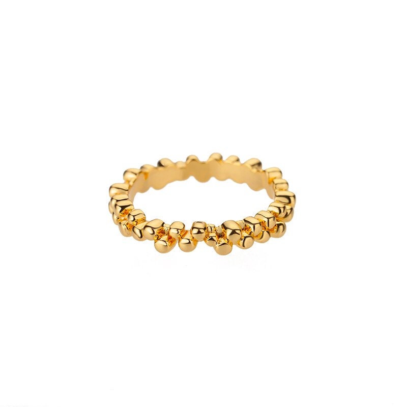 Punk Organic Ring, Gold Bead Ring, Geometric Bead Ring, 18K Gold Punk Ring, Punk Fashion Ring for Women, Punk Jewelry, Gift for Her