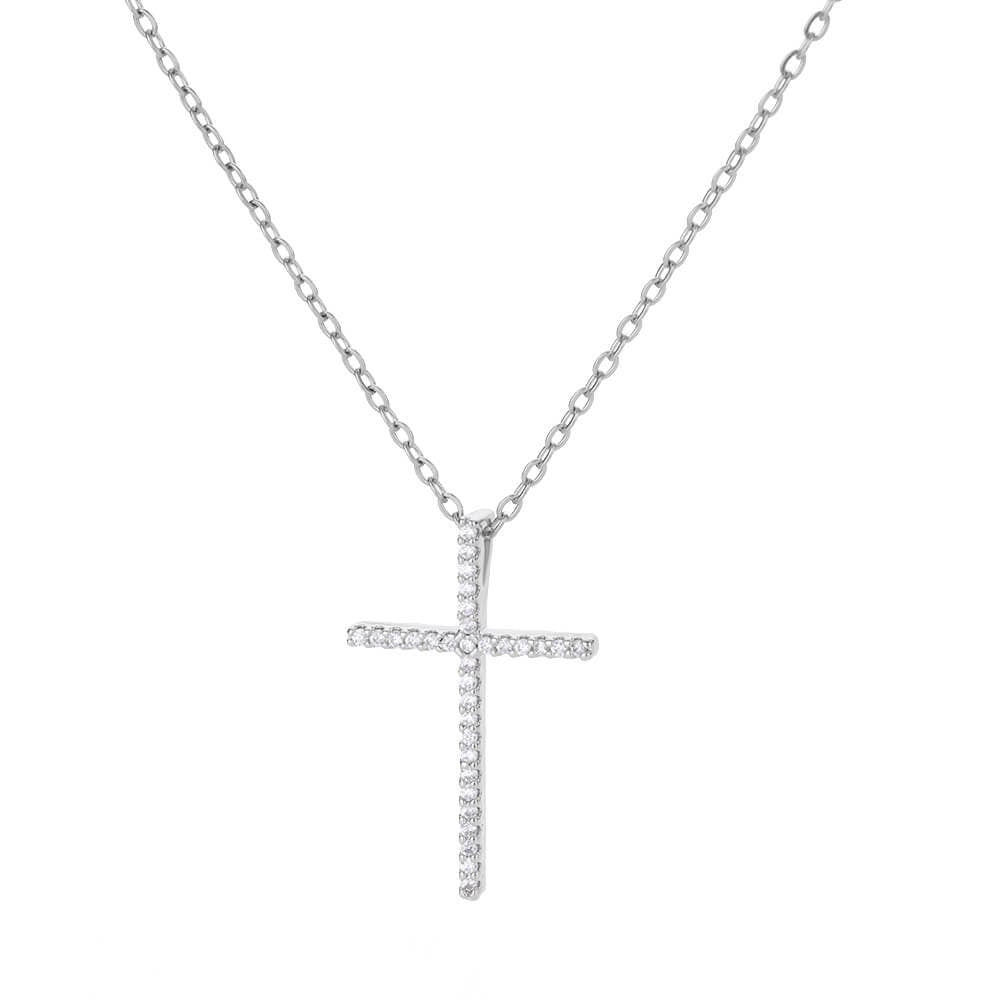 Gold Jesus Cross Necklace, 18K Gold Cross Cubic Zirconia Pendant, Christian Cross, Religious Catholic Jewelry for Women, Gift for Her