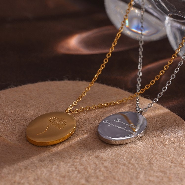 Gold Birth Flower, Flower Birth Month Pendant, 18K Gold Necklace, Dainty Minimalist Jewelry, Boho Delicate Handmade for Women, Gift for Her