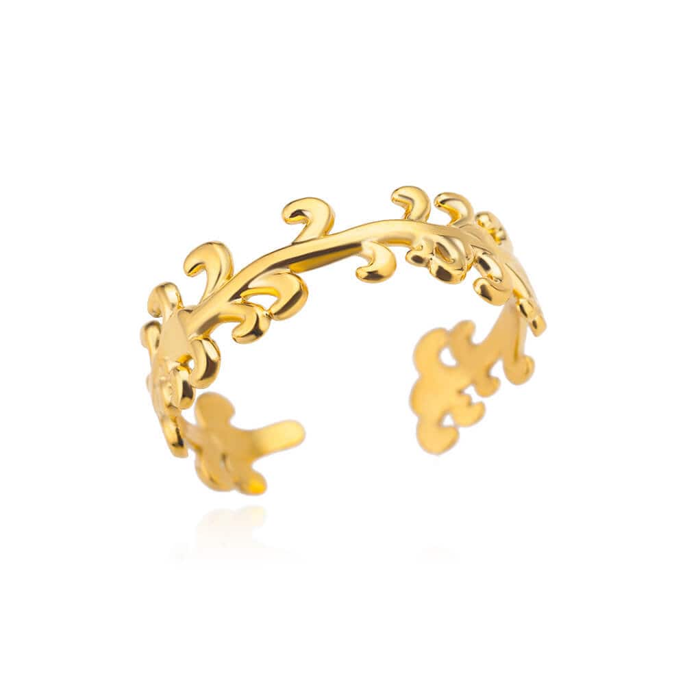 Gold Greek Vines Ring, 18K Gold Vines Ring, Dainty Minimalist, Delicate Handmade Jewelry for Women, Gift for Her