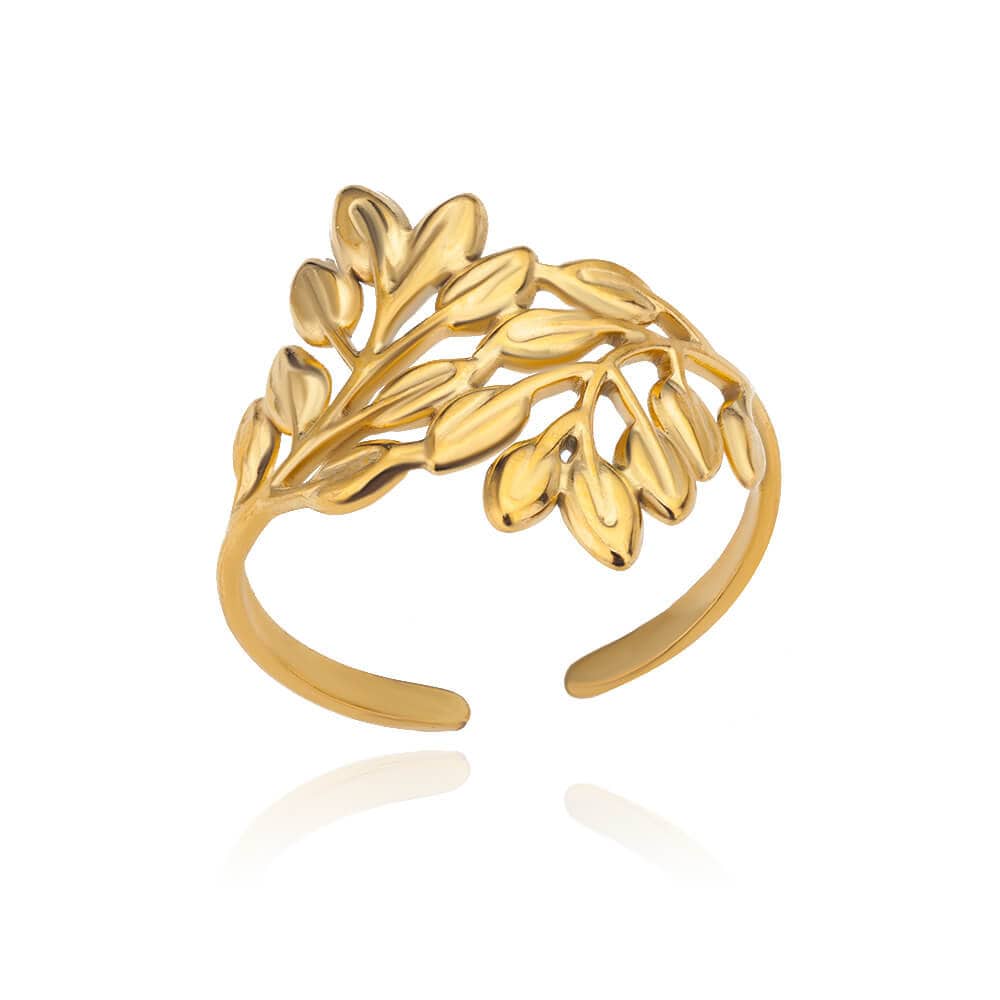 Olive Leaves Ring, Gold Olive Leaf Ring, 18K Gold Ring, Natural Leaf Ring, Boho Dainty Minimalist Jewelry for Women, Gift for Her