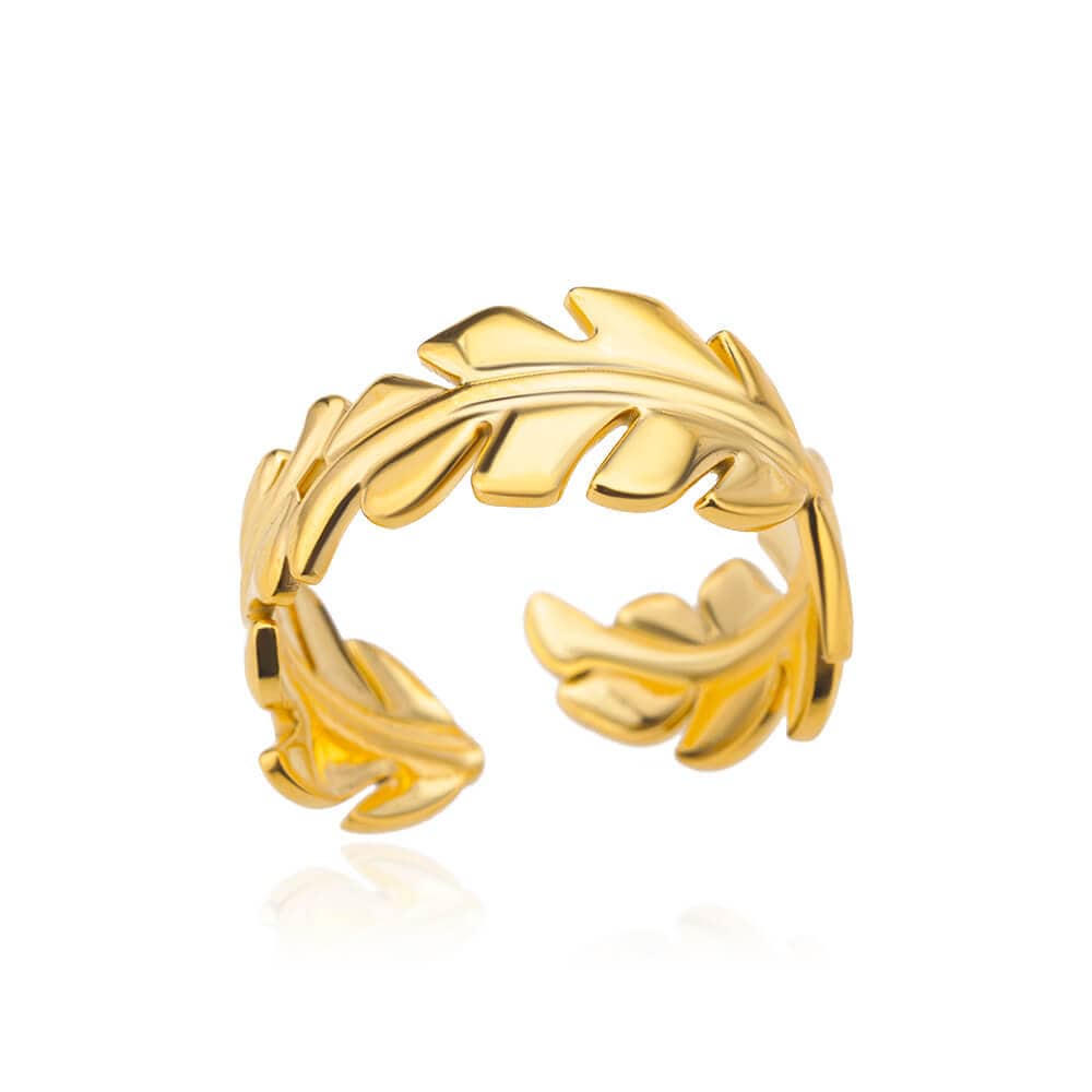 Greek Leaf Ring, Gold Greek Leaves Ring, 18K Gold Ring, Laurel Wreath Ring, Boho Dainty Minimalist Jewelry for Women, Gift for Her