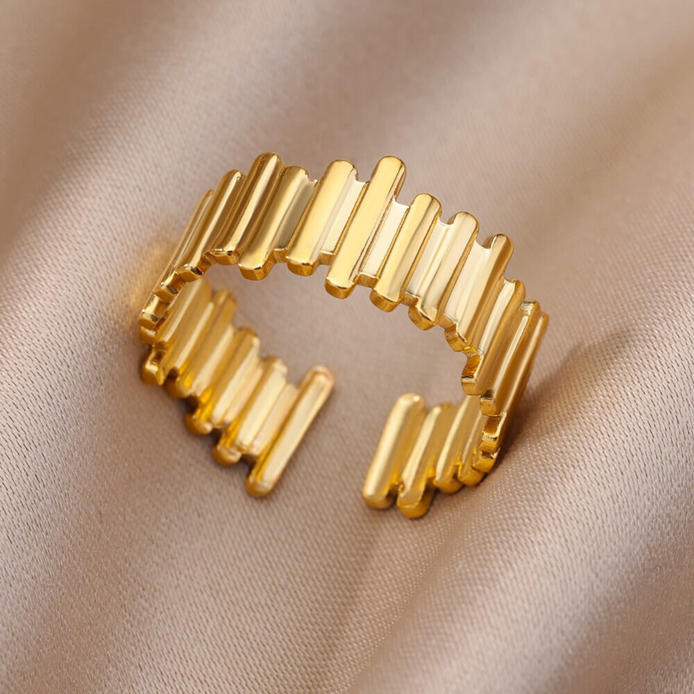 Gold Irregular Bars Ring, Punk Organic Geometric Bars Ring, 18K Gold Bars Ring, Dainty Jewelry, Punk Delicate Women, Gift for Her