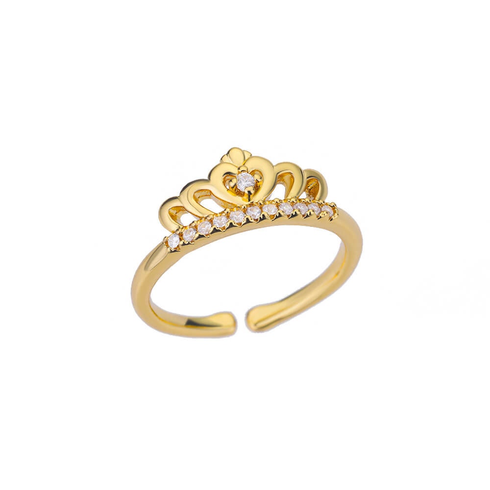 Crystal Tiara Ring, Gold Queen Crown Ring, Cubic Zirconia Tiara Ring, 18K Gold Ring, Dainty Minimalist Jewelry, Delicate Women, Gift for Her