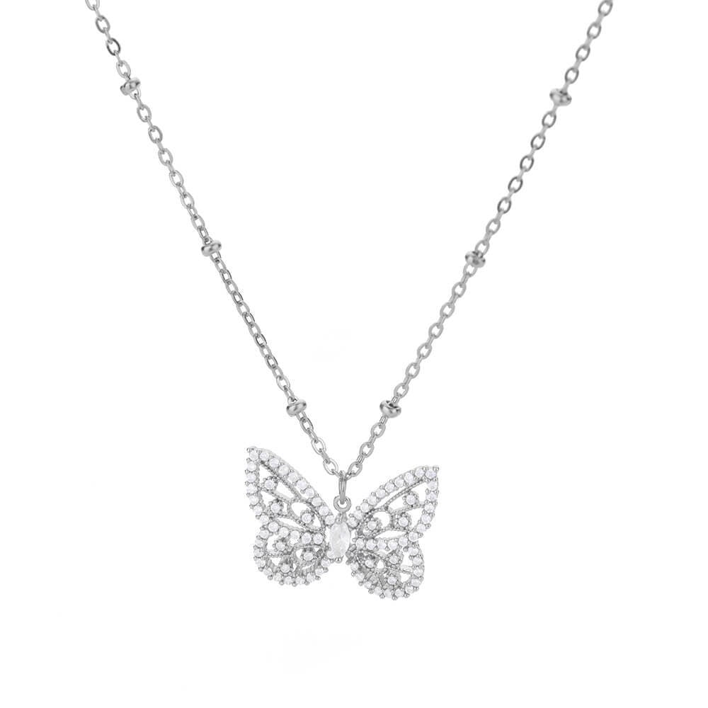Cubic Zirconia Butterfly Charm Pendant, 18K Gold Butterfly Necklace, Dainty Minimalist Jewelry, Delicate Handmade for Women, Gift for Her