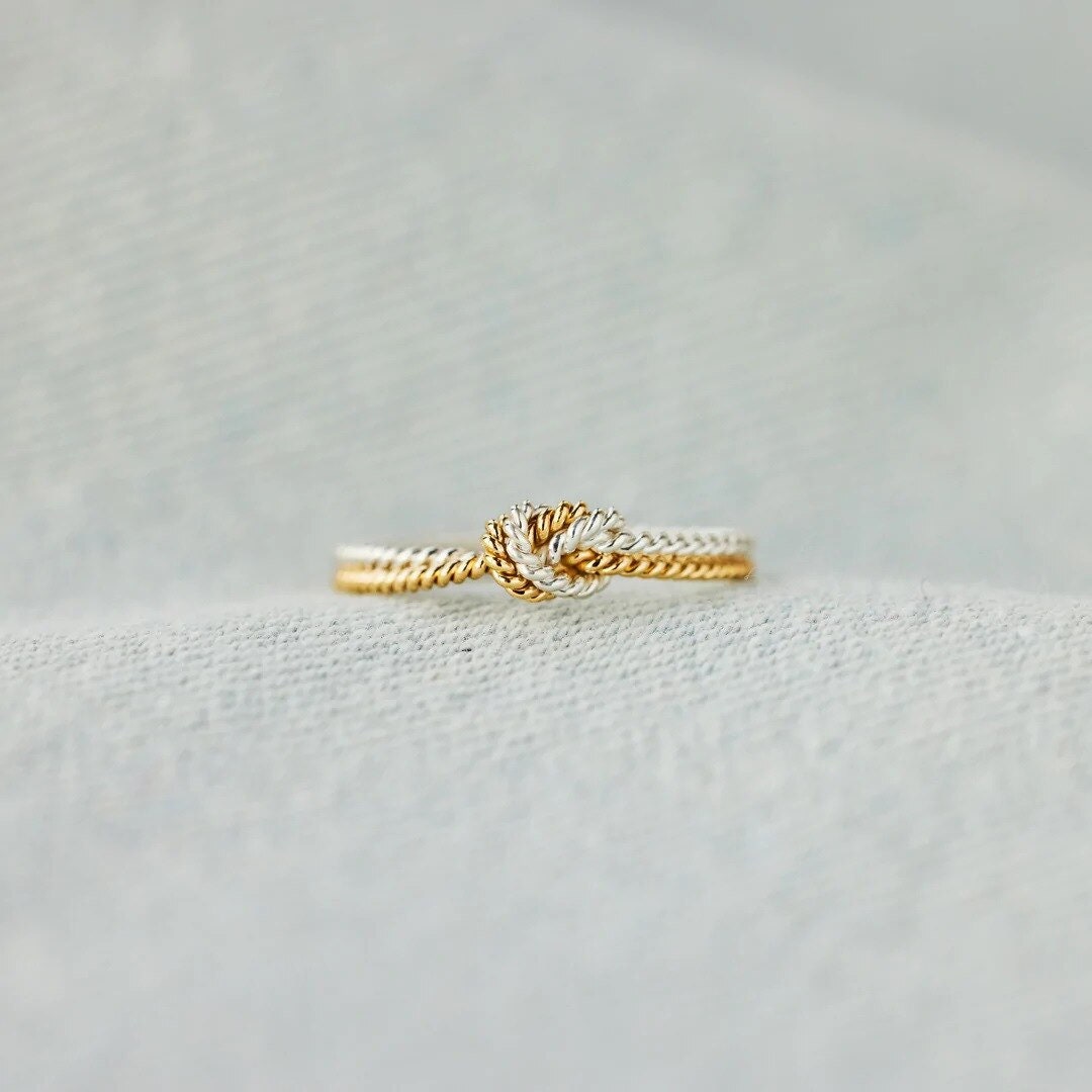 Minimalist Knot Ring, Bond Ring, 18K Gold Stackable, Dainty Minimalistic Jewelry, Boho Delicate Handmade for Women, Gift for Her