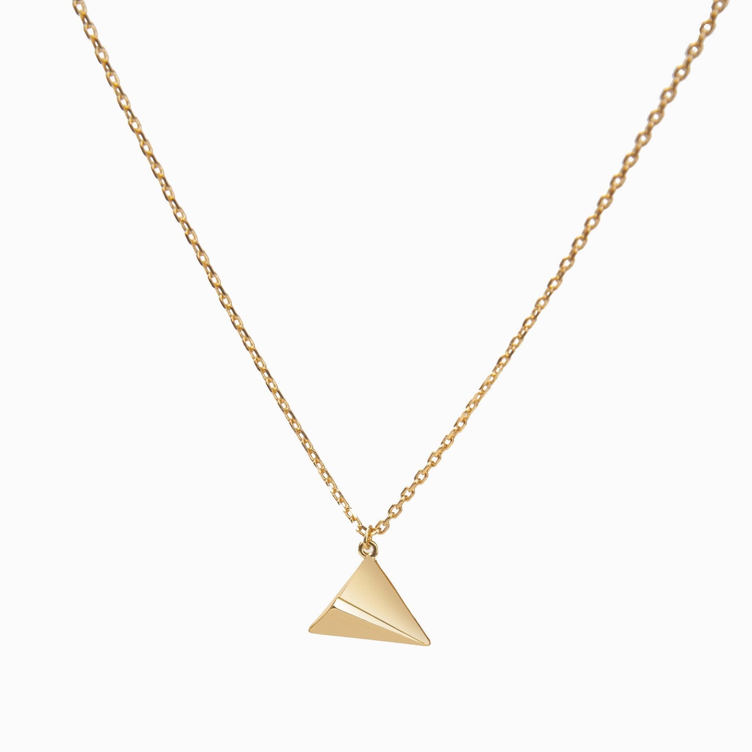 Paper Plane Boat Necklace, Origami Plane Boat Pendant, 18K Gold Necklace, Dainty Minimalist Jewelry, Delicate Handmade, Gift for Her
