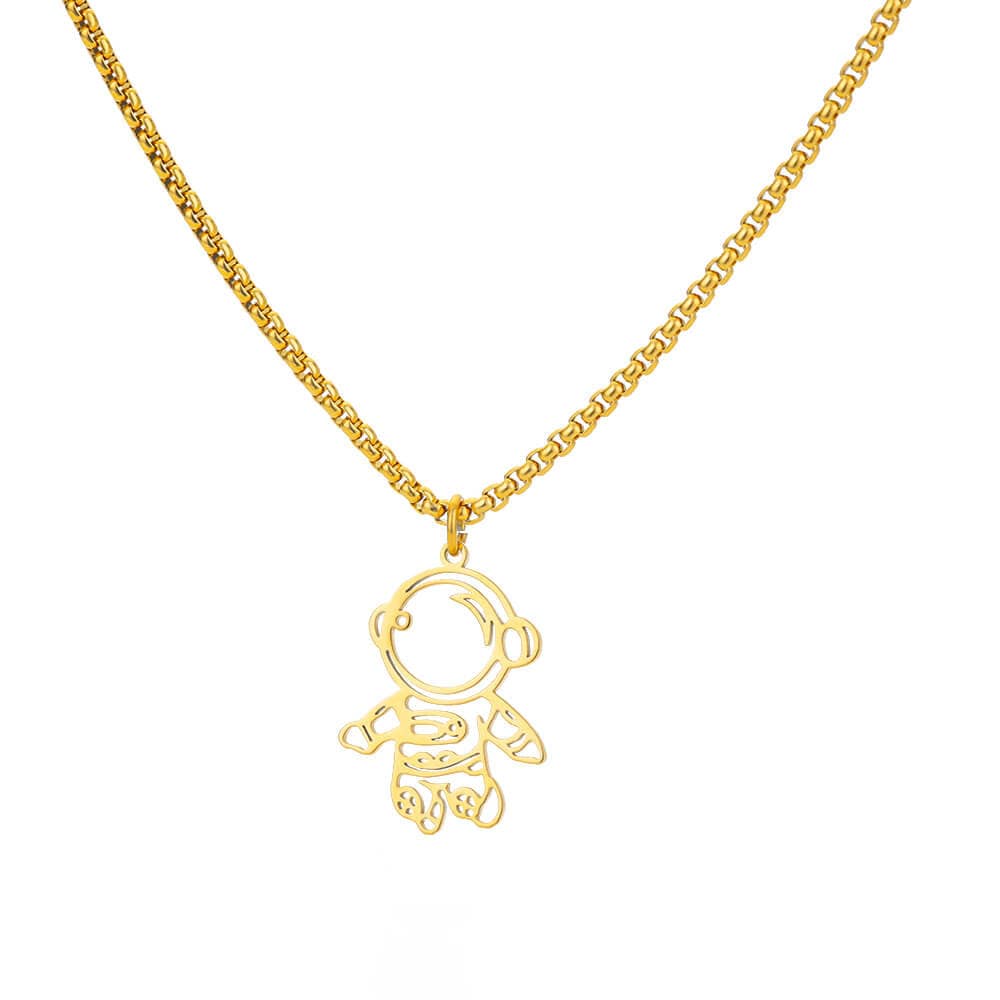 Cute Astronaut Pendant, 18K Gold Space Astronaut Necklace, Dainty Minimalist Handmade Necklace for Women, Gift for Her