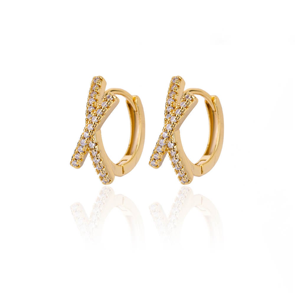 Punk X Hoop Earrings, Gold X Hoop Earrings, 18K Gold Everyday Earrings, Dainty Minimalist Jewelry, Gothic Delicate for Women, Gift for Her