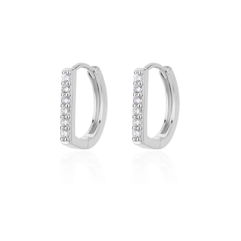 Gold Round Cubic Zirconia Hoop Earrings, 18K Gold Everyday Earrings, Dainty Minimalist Jewelry, Boho Cute Delicate for Women, Gift for Her
