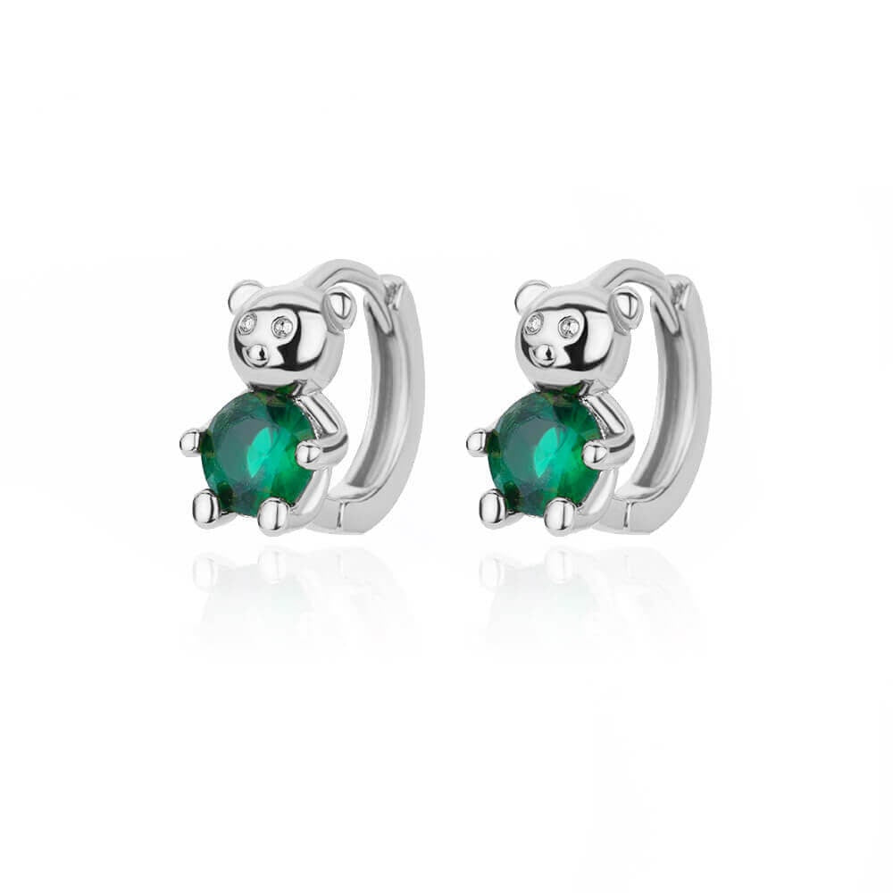 Panda Green Cubic Zirconia Earrings, Panda Bear Crystal Stud Earrings, 18K Gold Earrings, Dainty Minimalist, Delicate Women, Gift for Her