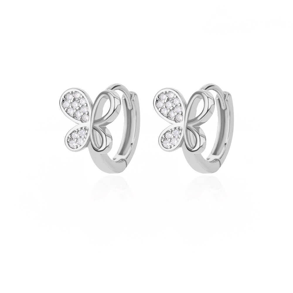 Butterfly Cubic Zirconia Stud Earrings, Butterfly Crystal Hoop Earrings, 18K Gold Earrings, Dainty Minimalist, Delicate Women, Gift for Her