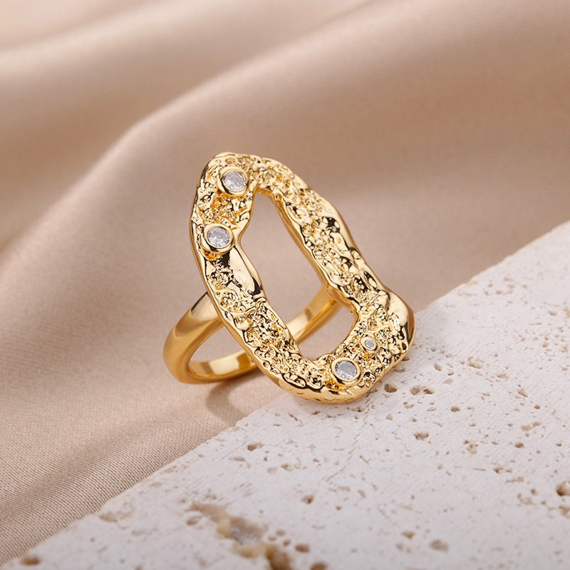 Gold Punk Irregular Ring, Punk Organic Geometric Ring, 18K Gold Ring, Dainty Gothic Jewelry, Punk Delicate Handmade for Women, Gift for Her