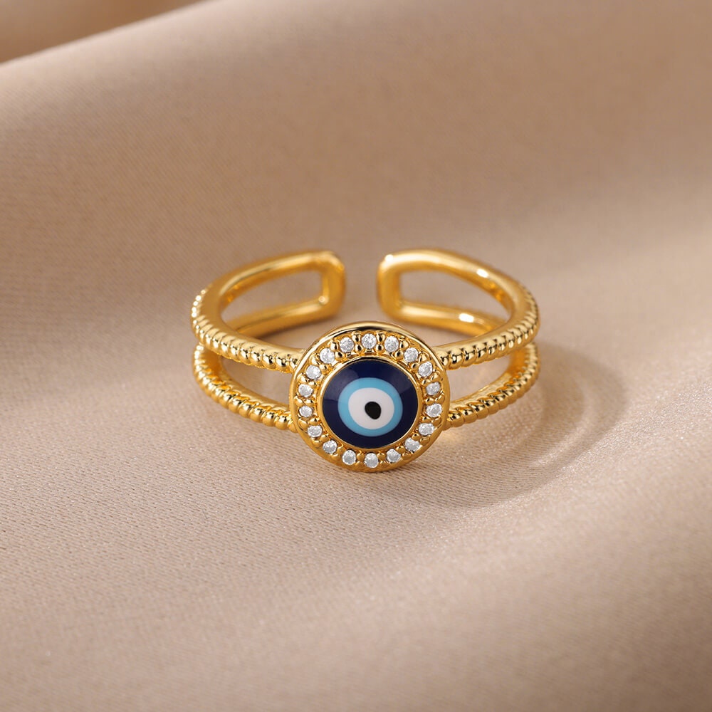 Gothic Evil Eye Ring, 18K Gold Evil Eye Ring, Evil Eye Ring, Crystal Evil Eye Ring, Evil Eye Punk Ring, Punk Jewelry for Women, Gift for Her